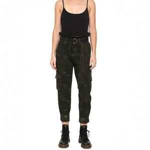 HIDDEN DENIM Camo Paperbag High Rise Cropped Cargo Pants